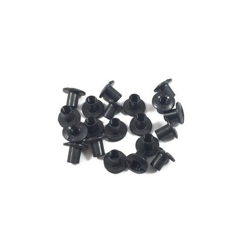 Gun Guy Gear - Open Back Screw Posts Black Finish 20 Pk Leathercraft & Kydex Holster Screw Posts (3/8")