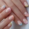RikView French Tip Press on Nails Short Fake Nails with Flowers Design Colorful Nails Clear Press on Nails Square Acrylic Nails