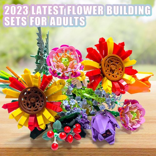 Flower Bouquet Building Set, Botanical Collection Flowers Building Toys, Artificial Flowers Christmas Decoration & Centerpieces, Gift for Mother's Day, Valentine Day, Birthday, Christmas Day - 976PCS