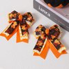 Halloween Thanksgiving Bow Hair Clips with Tails, Maple Leaves Print Hair Bows, Fall Holiday Hair Accessories for Girls Women, Orange