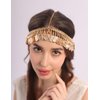 Teyglen Vintage Coin Tassel Head Chain Gold Coin Headchain Bridal Headpiece Headdress Costume Hair Accessories for Women Festival Prom Wedding (Gold)