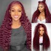 HENGROSE 99j Burgundy Lace Front Wigs Human Hair Pre Plucked with Baby Hair 13x5 Deep Wave Hd Lace Front Wigs Glueless Human Hair for Black Women 180 Density Wigs 22 Inch
