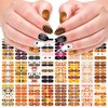 DANNEASY 24 Sheets Fall and Halloween Nail Polish Stickers Full Nail Wraps for Women Holiday Maple Leaf Nail Polish Strips Self Adhesive Fingernail Stickers with Nail File, Cuticle Stick