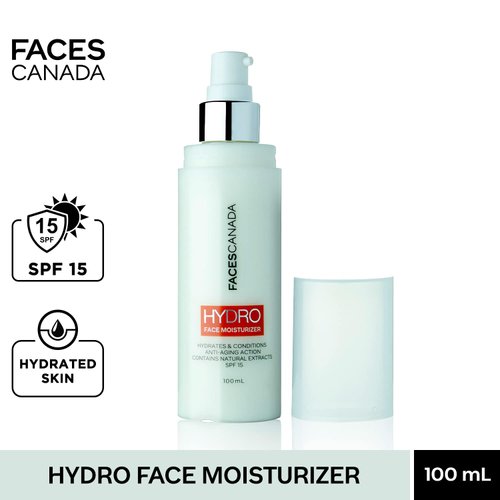 FACESCANADA Hydro Face Moisturizer with SPF 15 | Natural Hydrating & Anti Aging Formula | Lightweight & Non Greasy | for Radiant Skin | 3.38 Fl Oz (100ml)