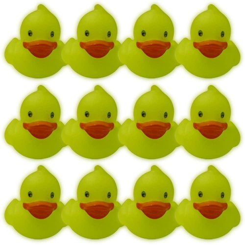 ArtCreativity Mini Glow in the Dark Duck Toys, Set of 12, Glow Rubber Ducks for Carnival Duck Pond Game Supplies, Great for Glow in the Dark Decorations and Carnival Party Favors, 1.5 Inches Tall