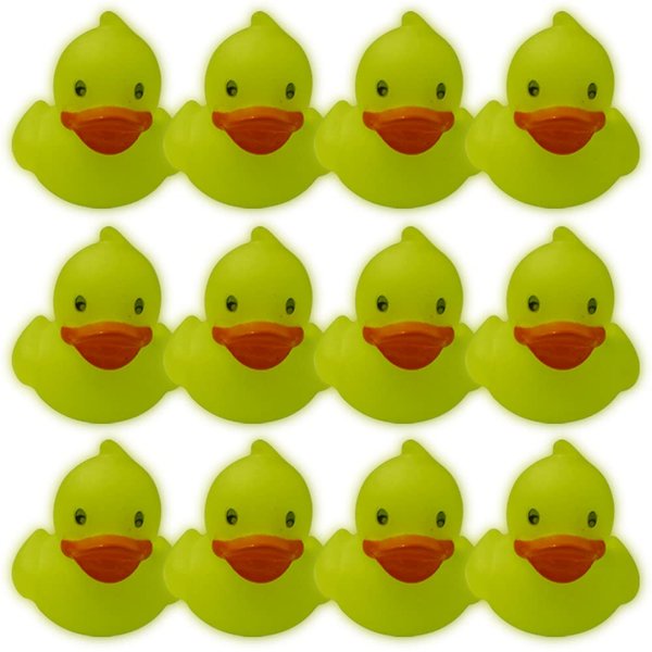 ArtCreativity Mini Glow in the Dark Duck Toys, Set of 12, Glow Rubber Ducks for Carnival Duck Pond Game Supplies, Great for Glow in the Dark Decorations and Carnival Party Favors, 1.5 Inches Tall
