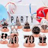 10 Pieces Rose Gold 70th Birthday Decoration,70th Birthday Centerpieces for Tables， Happy 70th Honeycomb Table Topper for Women,70th Birthday Table Sign Decor