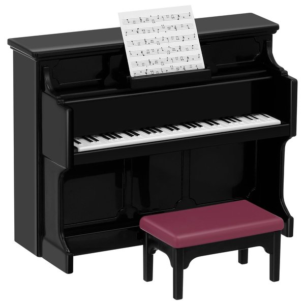 Doll House Piano-1:12 Miniature Upright Piano and Piano Bench Set/Doll House Miniature Furniture