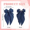 FULZTEY Hair Bow Clips for Women Girls Navy Blue Big Bowknot Hair Clips with Long Tail Solid Satin Ribbon Hairclips French Coquette Barrette Alligators Cute Hair Accessories Gifts 2Pcs