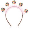 4pcs Lollipop Headbands Pink Candy Headband Sweet Princess Headband Hair Hoops Hair Accessories Party Favors
