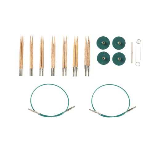 Knit Picks Options 2-3/4" Short Tip Square Interchangeable Wood Knitting Needle Set (Foursquare Sunstruck)