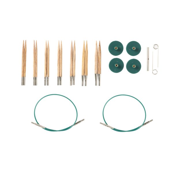 Knit Picks Options 2-3/4" Short Tip Square Interchangeable Wood Knitting Needle Set (Foursquare Sunstruck)