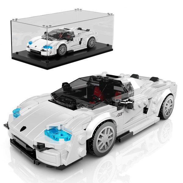Mould King Speed Champion C850 Racing Car Building Kit with Acrylic Display Case, 27070 Collectible Model Car Kits, Building Blocks Kit Racing Toy Cars for Adult Kids 8+(388 PCS)