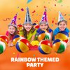 Bedwina Inflatable Beach Balls Bulk - (Pack of 12) 16 Inch Inflatable Rainbow Beach Balls for Kids, Dozen Beach Ball for Kids, Rainbow Party Decorations