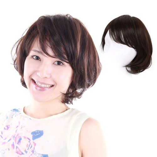 igennki Ideal For Medical Hair Loss Heat Resistant Synthetic Fiber Hair Human Hair Wigs for Asian Women Feminine Short Curly Bob Wig IC2040 IC2040H (Human hair mixed+Medical Base, 2 Natural Black)