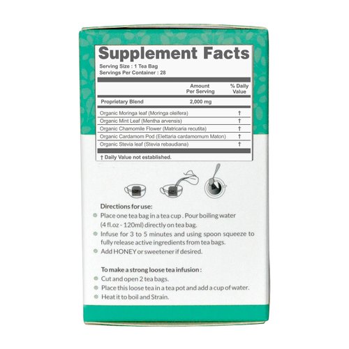 Organic Veda Moringa Mint Relax Tea Bags – USDA Organic Herbal Tea Made from Moringa Leaf, Mint, Chamomile flower and Ayurvedic Herbs for Mind Relaxing - 28 Count Tea Bags