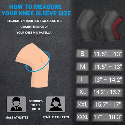 Professional Knee Compression Sleeves, 7mm Neoprene Thick Knee Brace Support for Weightlifting, Powerlifting, Squatting, Cross Fit Training, Home Gym Workout, Reduce Pain and Swelling, Feel Stronger