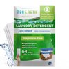 Tru Earth Compact Dry Laundry Detergent Sheets, Unscented - Up to 128 Loads (64 Sheets) - Paraben-Free - Original Eco-Strip Liquidless Laundry Detergent, Travel Laundry Sheets