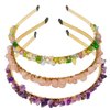 FZBHRO Rose Quartz Headband Amethyst Hair Accessories Raw Crystal Quartz Hair Tiara Colorful Spiritual Crystal Beads Headband for Girls 3pcs