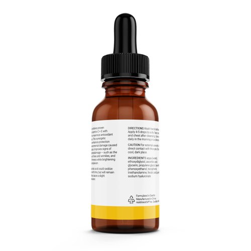 Advanced Skincare Serum, Non-Greasy Formula, Deeper Penetration. Contains Vitamin C, E, Ferulic and Hyaluronic Acid