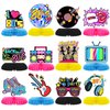 12 Pcs 80s Party Decorations 80s Retro Honeycomb Centerpieces Back to The 80s Party Table Centerpieces For 1980s Birthday Party Favors Supplies,80s Themed Party Nostalgic Party Decorations