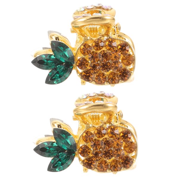 Lurrose 2pcs Womens Hair Clips Rhinestone Hair Clip Rhinestone Decor Pineapple Hair Claw for Girls Pineapple Hair Clips for Girls Mini Hair Hairpin Hair Accessories Small Gift Miss Metal