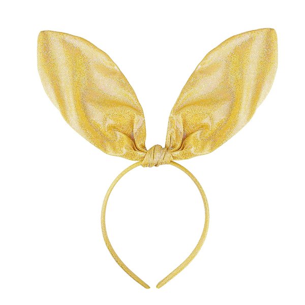 Doneace Easter Bunny Ears Headband Glittery Rabbit Ears Hairband for Girls Kids Yellow Bunny Costume Cosplay Accessories for Women Easter Party Supplies Birthday Decoration 1PCS