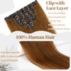 Yekartary Clip in Hair Extensions Real Human Hair 100% Remy Hair 18inch 7PCS Straight Hairpieces Clip-ins for Women Light Brown