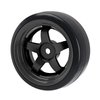 HIRCQOO 5-Spoke RC 12mm Hex Hub Wheel Rims & Rubber Tires Compatible with HSP Tamiya HPI Kyosho 1/10 On-Road Touring Car,WLtoys 1/14 144001 Traxxas 1/16 Slash RC 1/18 A959B Buggy (Black)