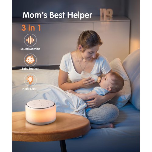 FamiSym White Noise Sound Machine Baby for Sleeping with Night Light – 34 Soothing Sounds, Rechargeable White Noise Machine for Baby Kids Adults Sleep, Portable Lullaby Machine Baby Soother