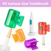 4 Pack Travel Toothbrush Head Covers Toothbrush Protector Cap Brush Pod Case Protective Portable Plastic Clip for Household Travel, Camping, Bathroom, School, Business (Green, Orange, Purple, Red)