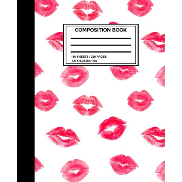 Composition Notebook: Lipstick Kisses