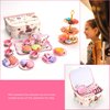 PowerTRC Tea Set for Little Girls, 48 Pcs Princess Tea Party Set for Toddlers 3 4 5 6 7 8 Years Old Girl Pretend Toys Birthday Gift with Tin Tea Set, Utensils, Desserts & Carrying Case