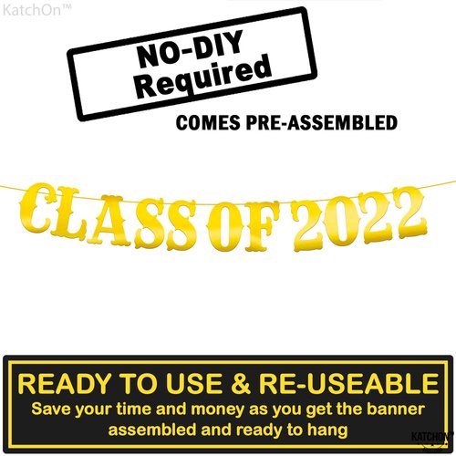 Class of 2022 Banner, Gold - Big 10 Feet, No DIY | Graduation Banner 2022 for Class of 2022 Decorations | Gold Graduation Decorations 2022, Class of 2022 Sign | Gold Graduation Party Decorations 2022
