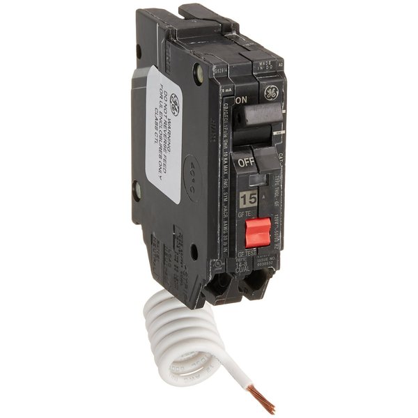 GE Energy Industrial Solutions 15 amps Ground Fault Single Pole Circuit w/Self Test TV206462 GE 15A SP GFCI Breaker, No Size, No Color