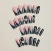 Black Press on Nails Long Square Fake Nails French Tip False Nails with Design Silver Heart Star Charms Glue on Nails Glitter Glossy Stick on Nails Full Cover Acrylic Artificial Nails for Women 24Pcs
