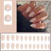 Gifiky Short False Nails Almond Press on Nails Bling Nails Tips Full Cover Ballerina Fake Nails for Women and Girls 24Pcs