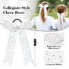 DEEKA 12 PCS Glitter Collegiate Style Cheer Bows Long Tail Full Rhinestones Skinny Shiny Cheer Bow Ponytail Holder Handmade Bows for Girls Teens Cheerleader Sports -White