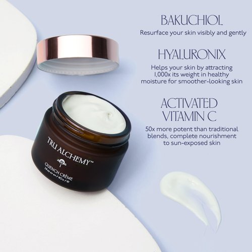 Tru Alchemy Quench Crème Daily Facial Moisturizer | Hyaluronic Acid, Vitamin C, & Bakuchiol (better than Retinol) | Daily Firming Skin Moisturizer Face Cream for Women | 1.7 fl oz/48 g