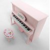 Dollhouse Grand Piano Model with Stool 1:12 Scale Miniature Musical Instrument Desk Ornaments Gift Wooden Elegant Mini House Decoration Artificial House Furniture Accessories (Pink)