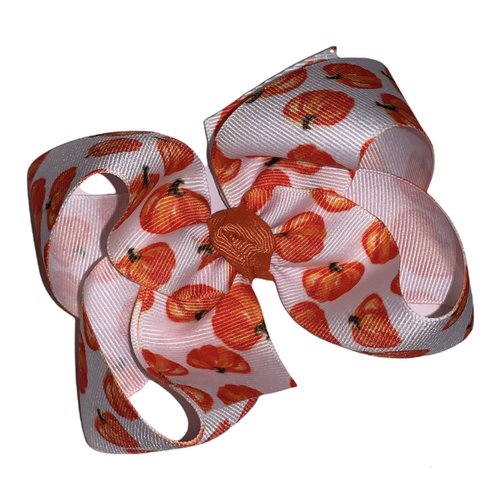 Watercolor Pumpkins Boutique Hair Bow 4" with tails