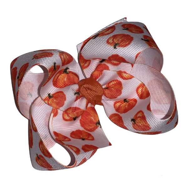 Watercolor Pumpkins Boutique Hair Bow 4" with tails