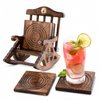 Divit Coasters Wooden for Drinks, Eco-Friendly, Absorbent, Antique Look Handcrafted Coasters (Rocking Chair)