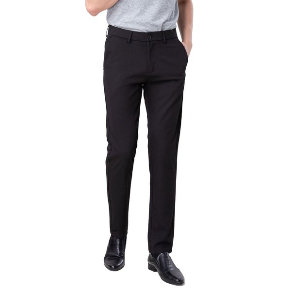 Plaid&Plain Men’s Slim Fit Dress Pants Stretch Dress Pants 8101Black 30X30