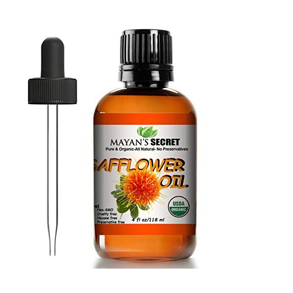 Mayan's Secret USDA Certified Organic Safflower Seed Oil High in Vitamin E and omega-6 fatty acids for anti-aging skin