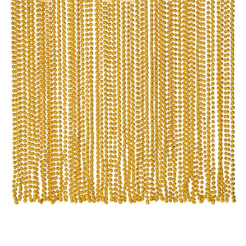 Fun Express Gold Metallic Bead Necklaces - Bulk Set of 48 - Mardi Gras and Party Supplies