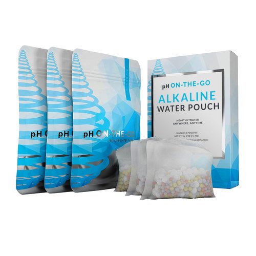 Invigorated Water pH On-The-Go Portable Water Filter - Alkaline Pouch Filter for Water Bottles, Jugs, Pitchers, High pH Water Alkalizer for Pure Drinking Water - 98 litres / 26 Gallons (3-Pack)