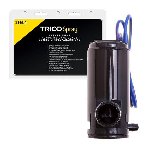 TRICO Spray Windshield Washer Pump (11-604) Fits Select Ford, Honda, Hyundai, KIA, Subaru, and Toyota Model Years