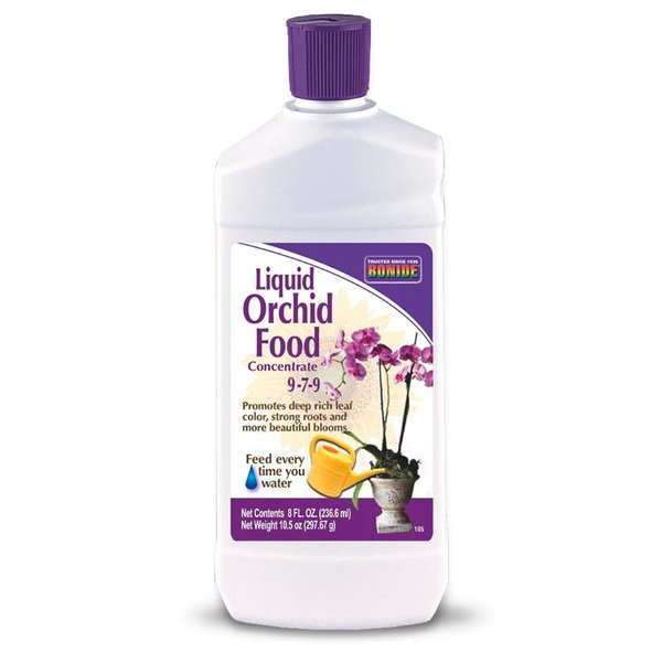 Bonide Liquid Orchid Food 9-7-9, 8 oz Concentrate Liquid Fertilizer for Strong Roots & Blooms, Use When Watering