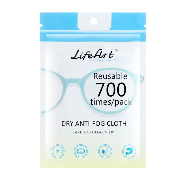 LifeArt Anti Fog Cloth for Eyeglasses, Microfiber Cleaning Cloth for Screen, Goggles and Ski Masks, Nano Technology, Reusable 700 Times, Safe on All Types of Lens Coating, Streak-Free (1 Pack)